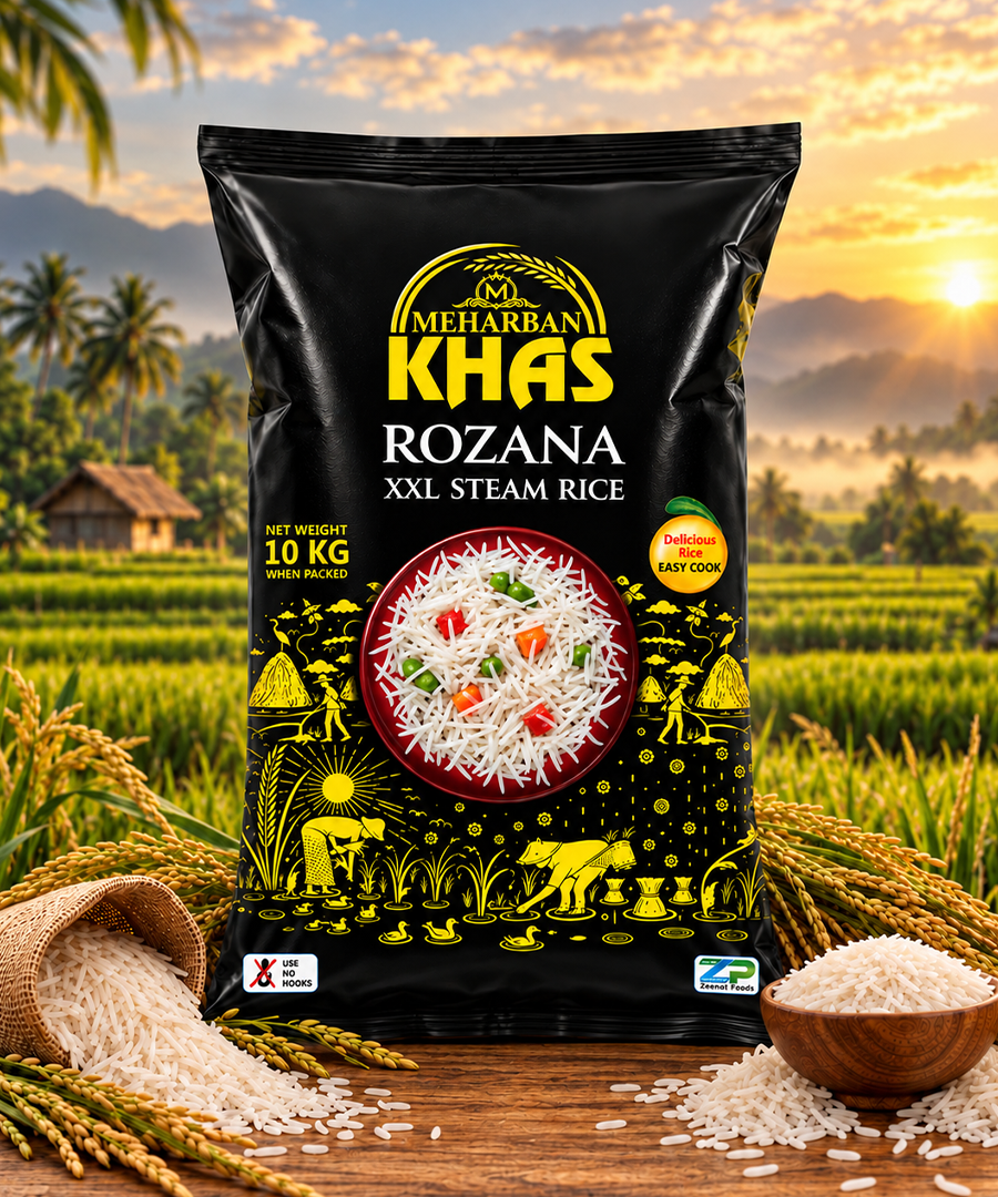 Meharban Khas Rozana XXL Steam Rice – Extra Long Grain Basmati Rice | 10 KG