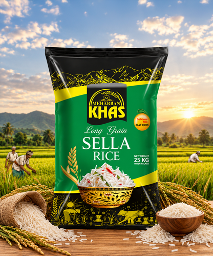 Meharban Khas Long Grain Sella Rice – Easy Cook Rice for Everyday Meals | 25 KG