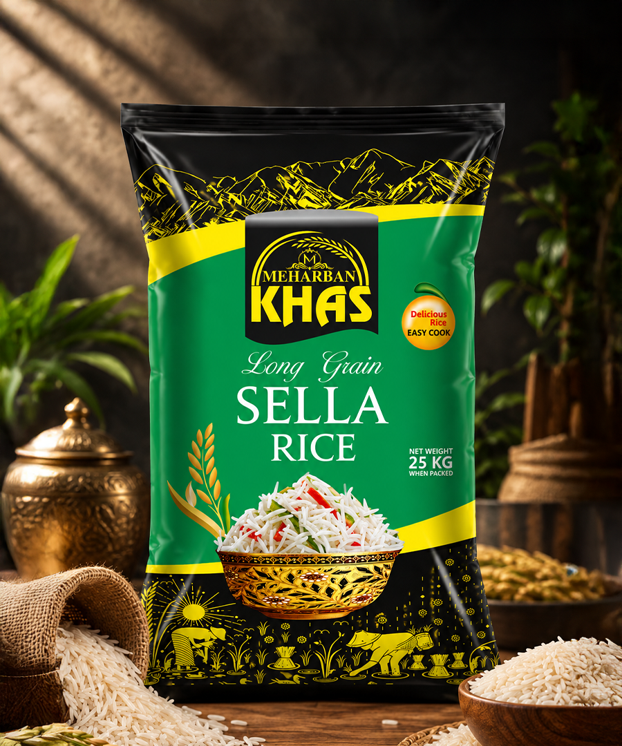 Meharban Khas Long Grain Sella Rice – Easy Cook Rice for Everyday Meals | 25 KG