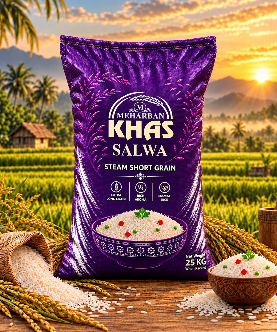 Meharban Khas Salwa Steam Short Grain Rice – Premium Rice 25 KG